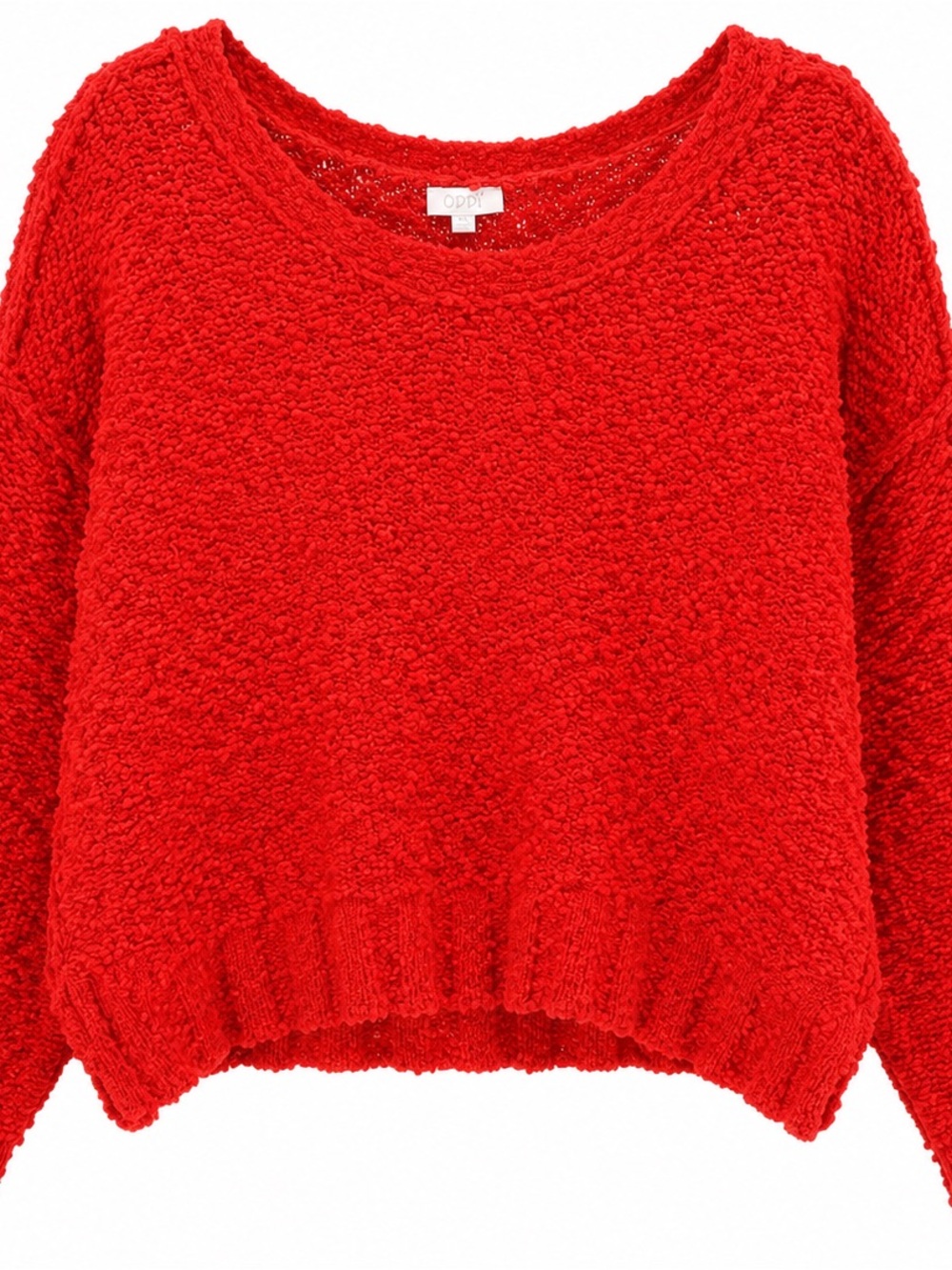 ODDY Red Bouclé Crewneck Sweater